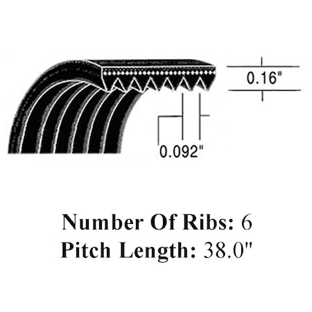 Aftermarket 380J6 6PJ965 Metric JPoly Micro VBelt 380J6DC 6PJ965 38 CSB40-0062